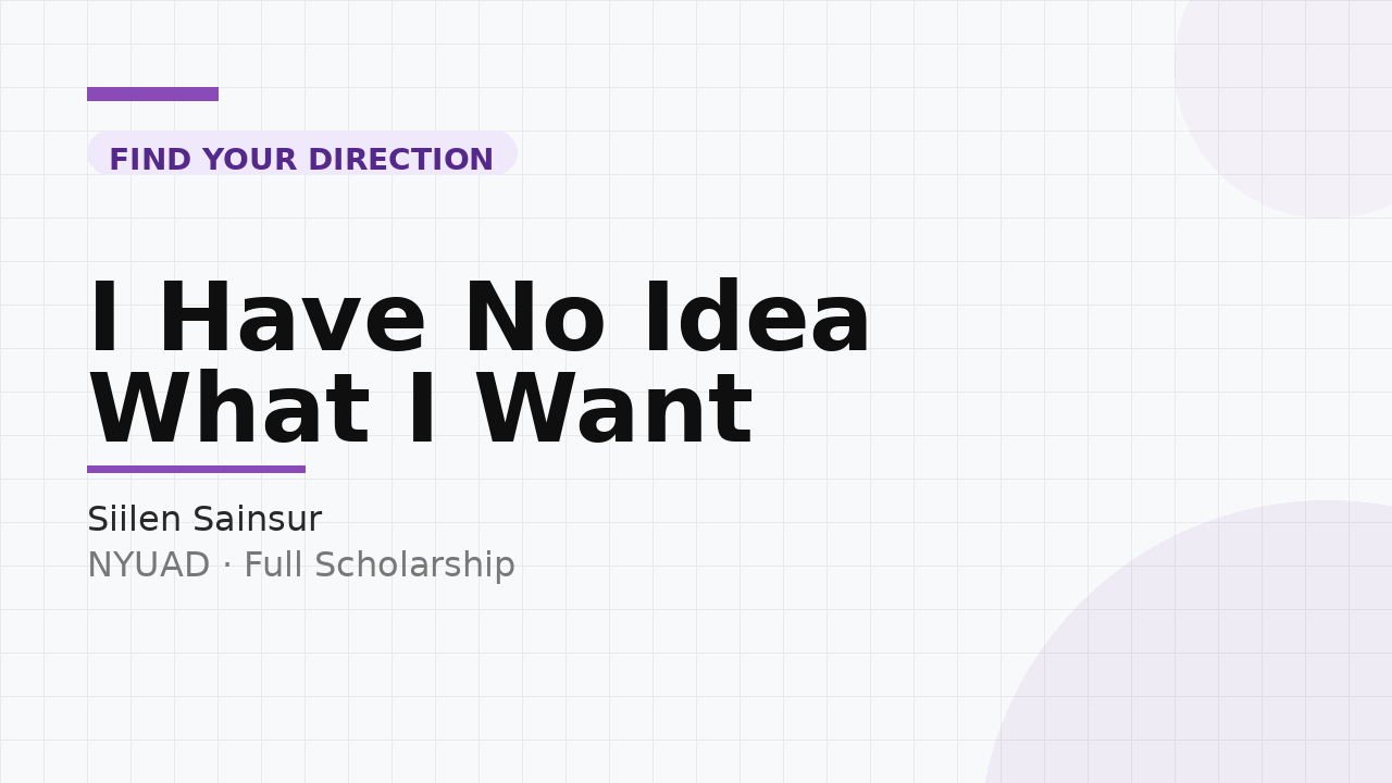 "I have NO IDEA what I want" session